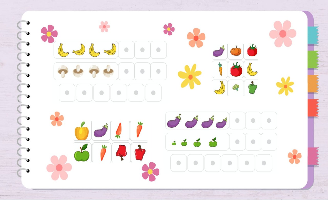 Ficha de secuencia de alimentos para niños.